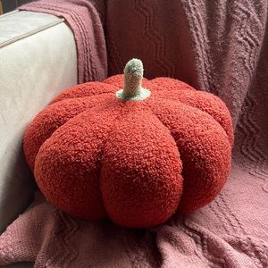 Large Orange pumpkin pillow (16”)